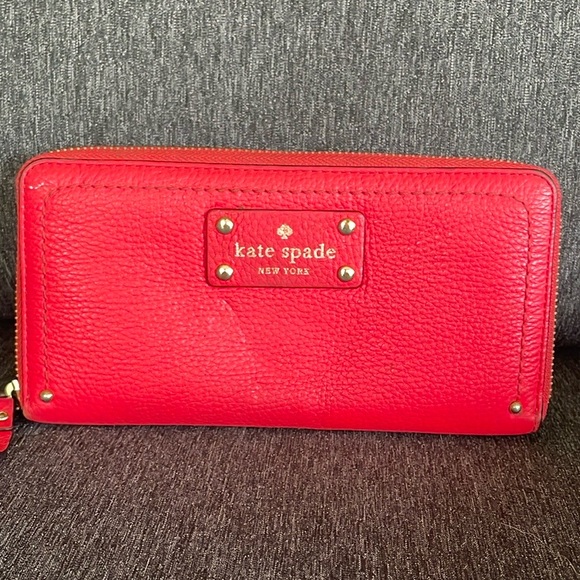 kate spade Handbags - Kate Spade continental large wallet purse in coral red zip around